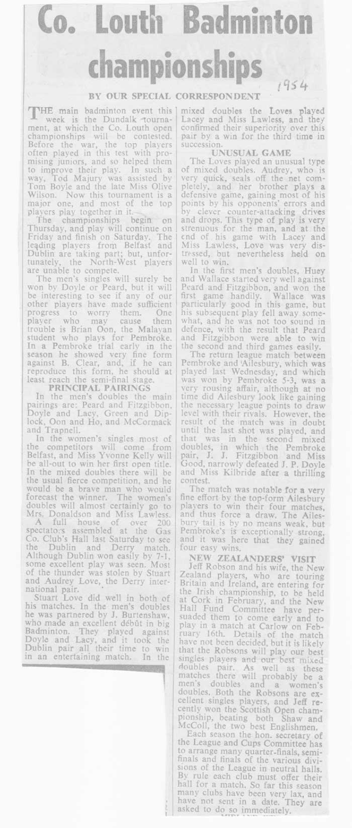 interesting matters in the press report 1954