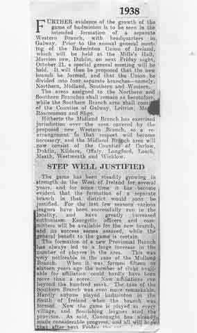 Press report from 1938 